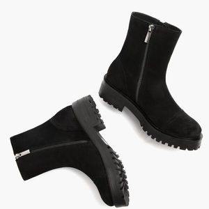 Black, suede, side zip boots.